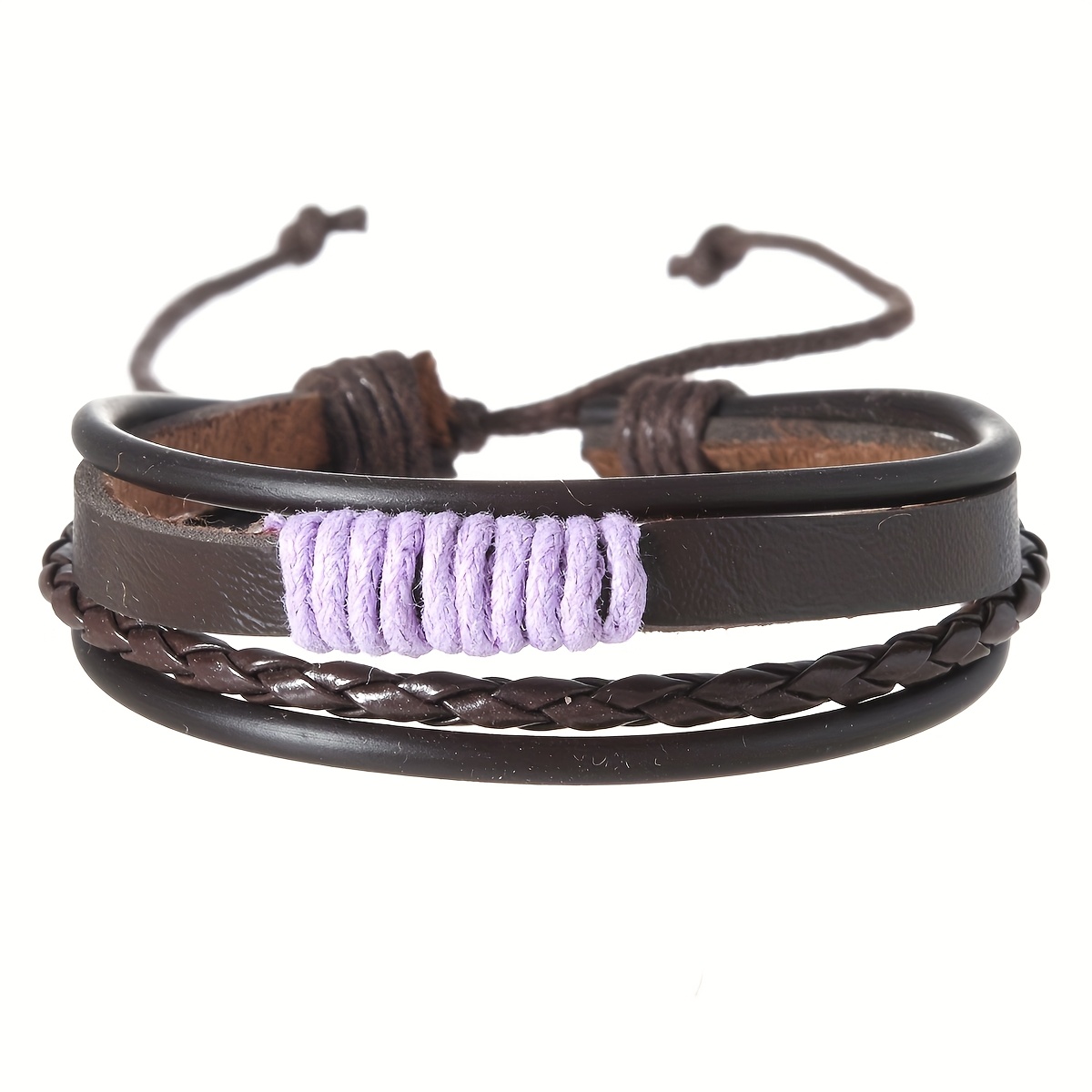 8pcs Couple's Knot Faux Leather Bracelets Set